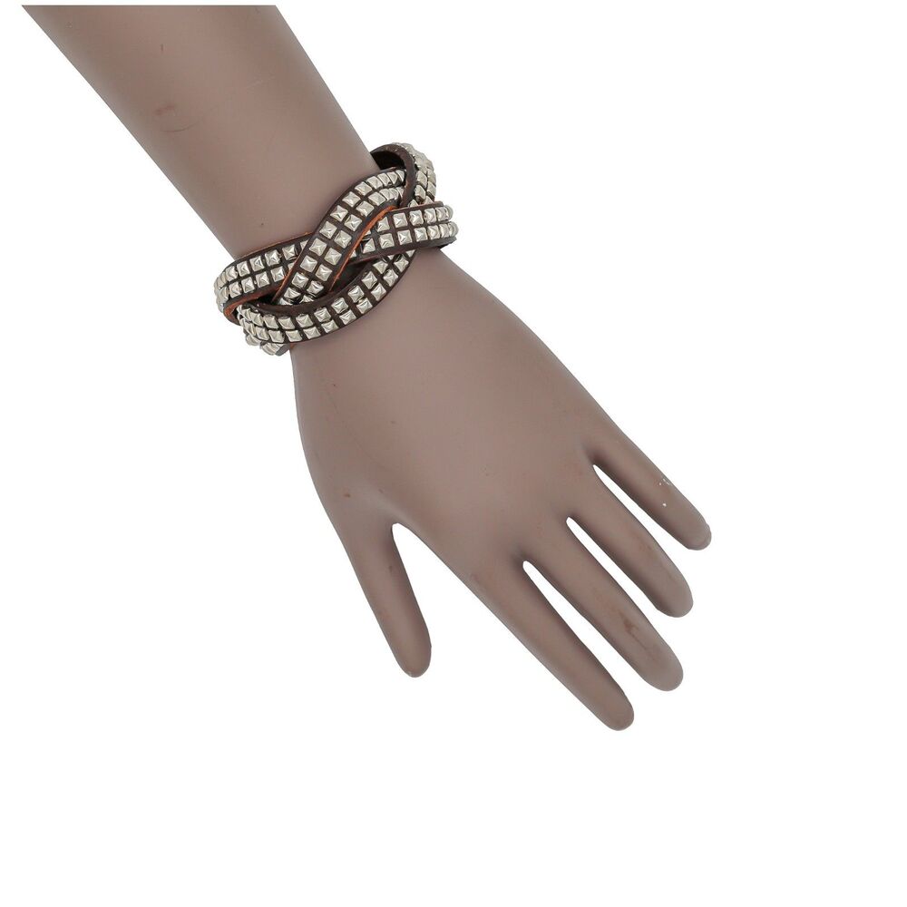 Leather Studded Bracelet Punk Rock Biker Gothic Unisex Wristband‎ Cuff